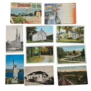 Vintage Postcards New York Saratoga Statue Of Liberty Cavern Mountain Trolley